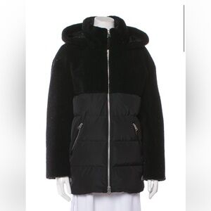 Mackage Black Hooded Mixed Media Puffer Coat